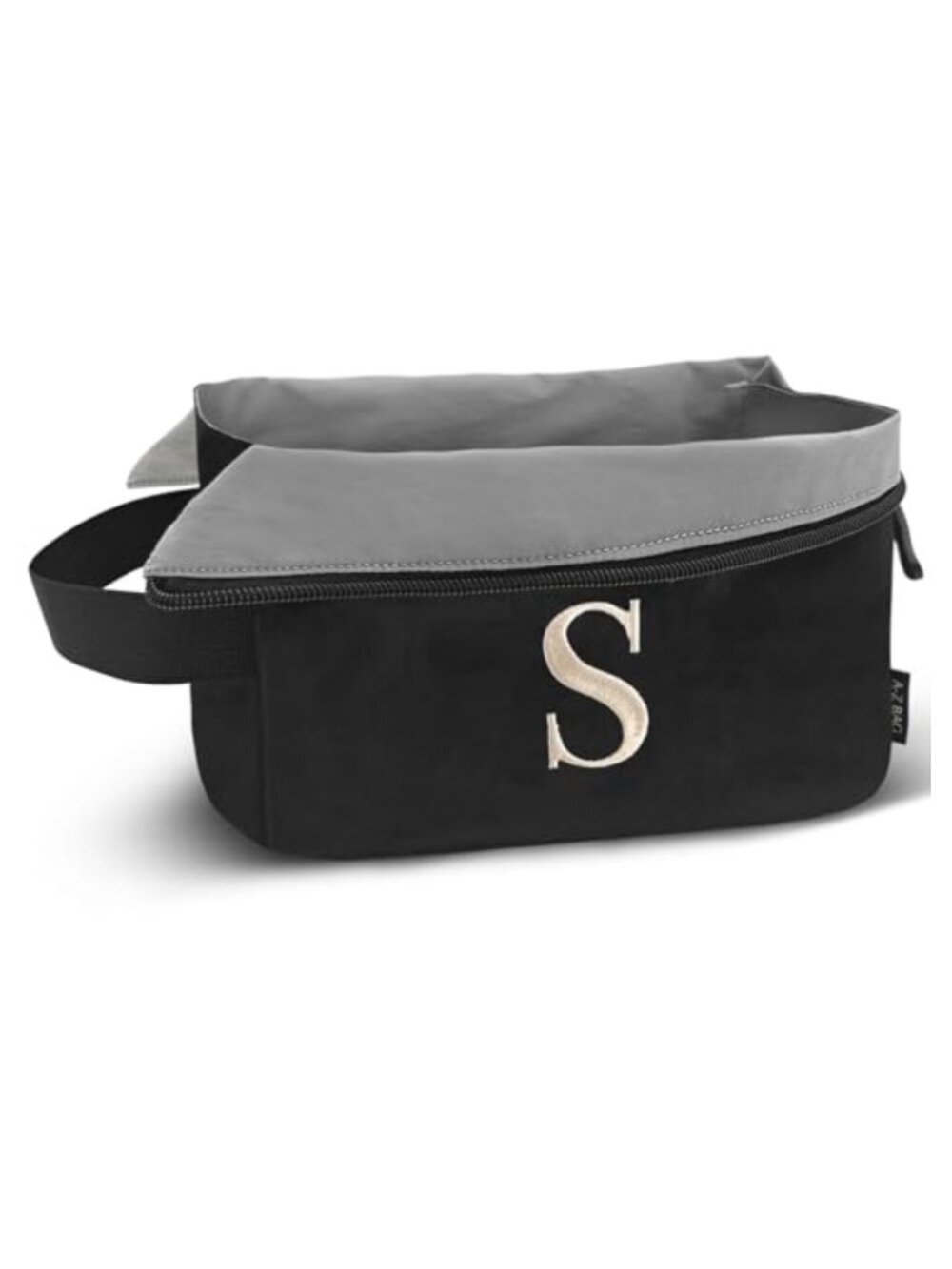 Water-Resistant Nylon Toiletry Bag with Embroidery Initial – Travel Makeup Bag